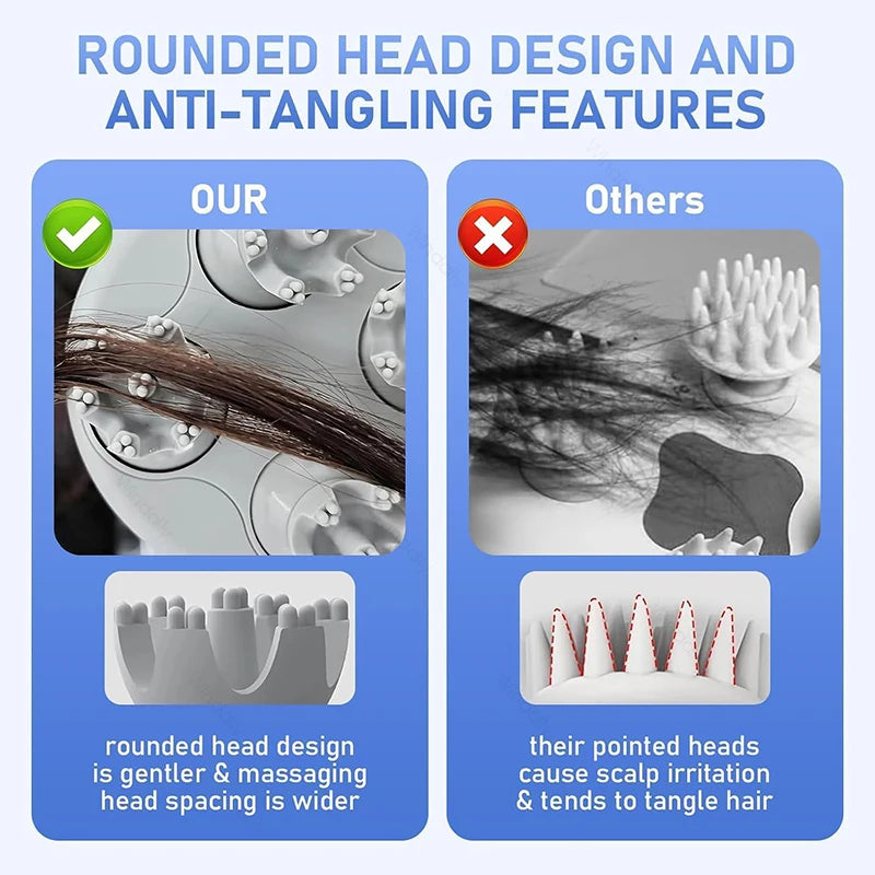 Cordless Electric Scalp Massager with 4 Kneading Heads